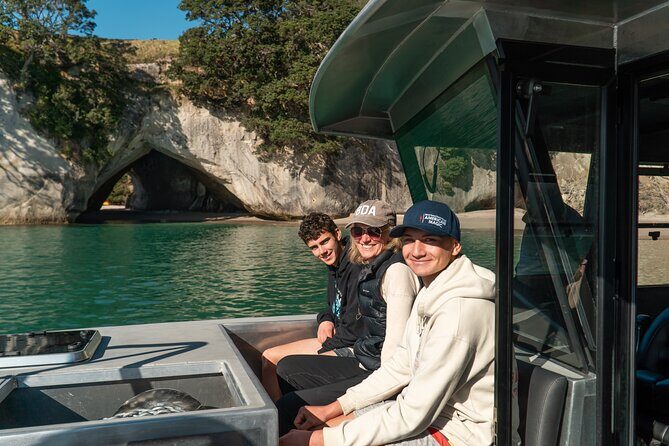 Cathedral Cove Coast and Cave Activity - Cathedral Cove Coast From a Low-Emission Catamaran