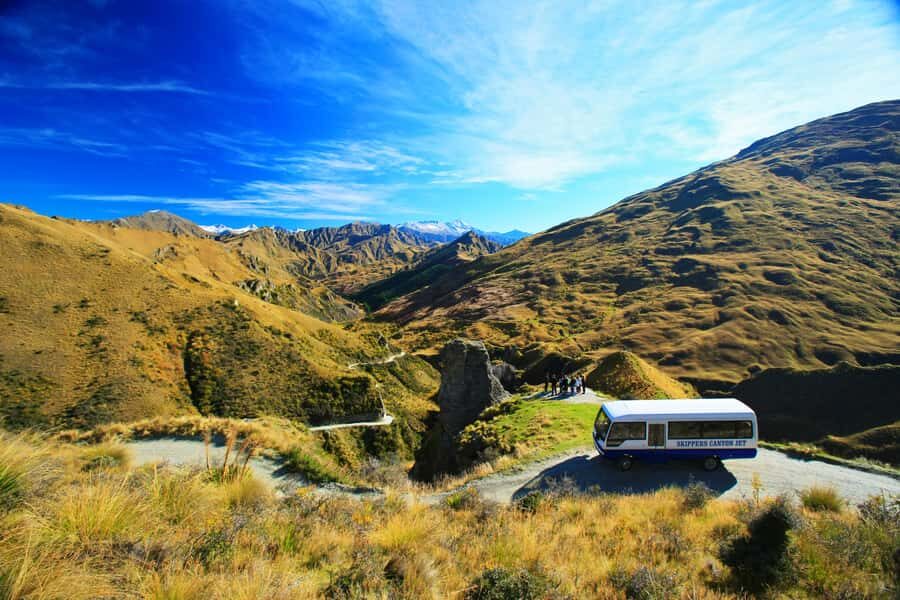 From Queenstown: Skippers Canyon Jet Boat Ride - The bus driver show: gold mining details plus real local humor