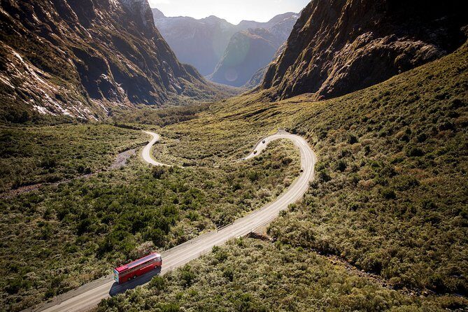 Milford Sound Coach & Cruise from Queenstown: Panoramic Views - The Milford Road tunnel and Cleddau River views: gearing up for the fiord