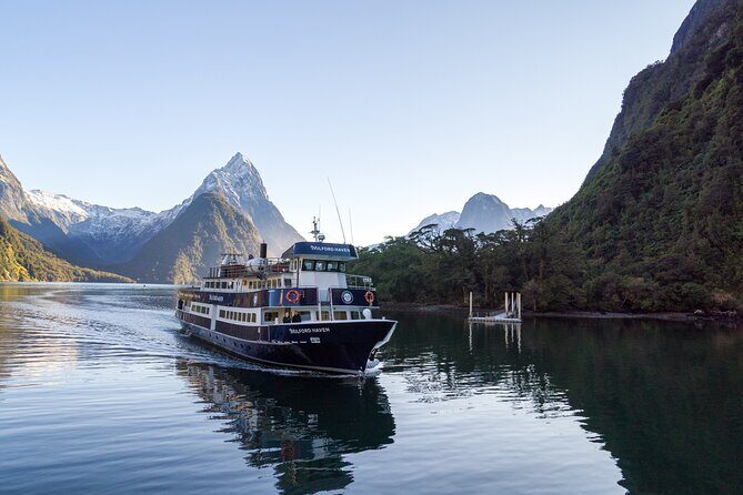 Milford Sound Cruise from Queenstown or Te Anau - On the water at Milford Sound: 2 hours, Mitre Peak, waterfalls, and rainforest edges